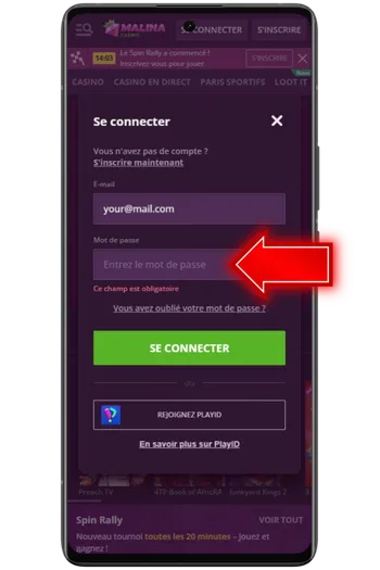 Entrez votre mot de passe