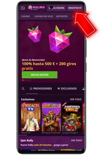 Haz clic en REGISTRARSE