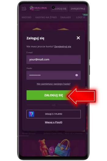 Kliknij zielony przycisk ZALOGUJ SIĘ