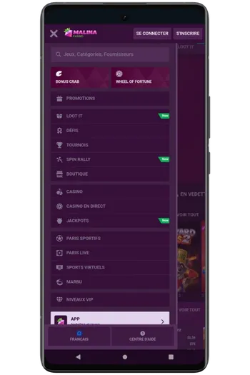 Ouvrez le site et appuyez sur le menu du navigateur