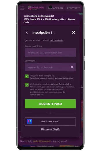 Paso 1 - email y contraseña