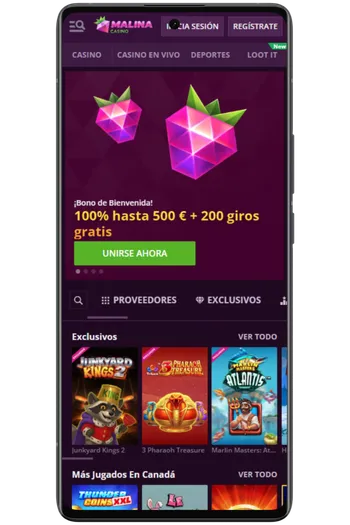 Visita el sitio oficial de Malina Casino