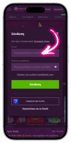 Malina Casino εισαγωγή email