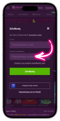 Malina Casino εισαγωγή κωδικού